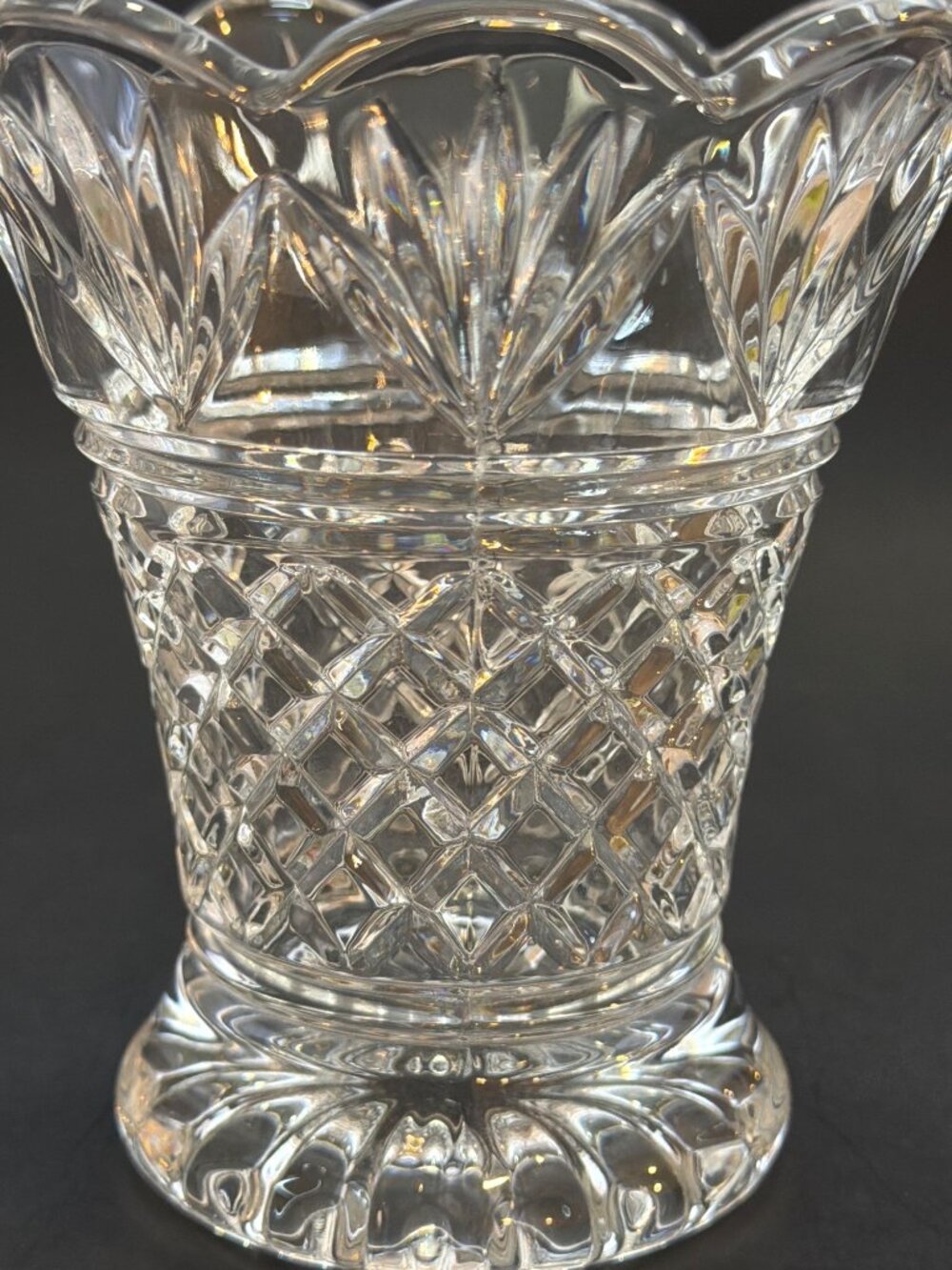 Marquis Waterford Honour Crystal Vase Flared Scalloped Rim Diamond Cut Germany - Picture 4 of 9